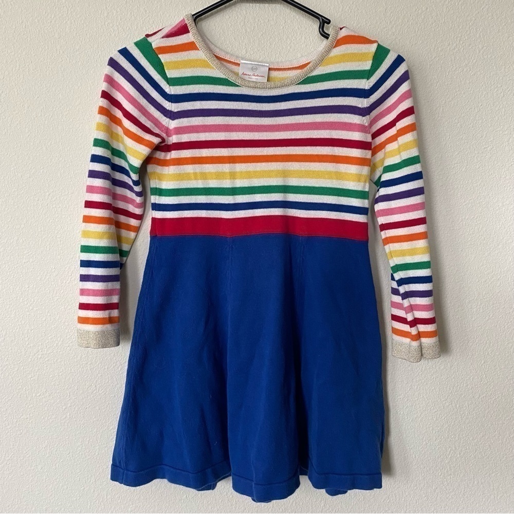 Hanna Andersson | Girl’s Rainbow Stripe Long Sleeve 100% Cotton Dress Size 8